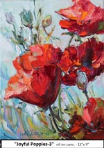 Joyful Poppies-3, Oil on Canvas